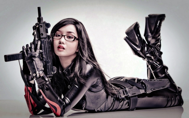 hot korean chick with gun 
